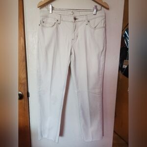 Eileen Fisher Bone White Raw Hem Crop Skinny Jeans Size 6